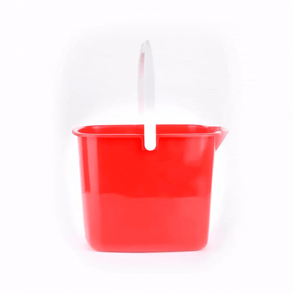 RW Clean 8 Qt Square Red Plastic Sanitizing Bucket - with Plastic Handle - 9 3/4" x 9 3/4" x 7 1/2" - 10 count box