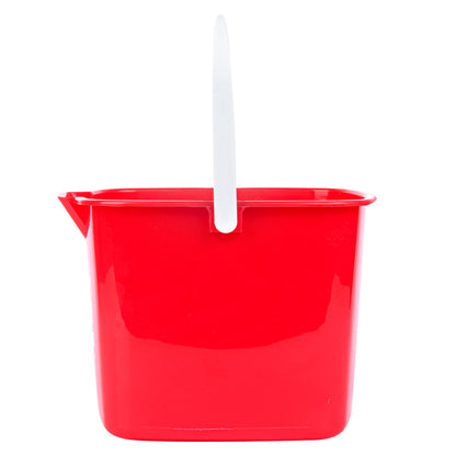 RW Clean 8 Qt Square Red Plastic Sanitizing Bucket - with Plastic Handle - 9 3/4" x 9 3/4" x 7 1/2" - 1 count box