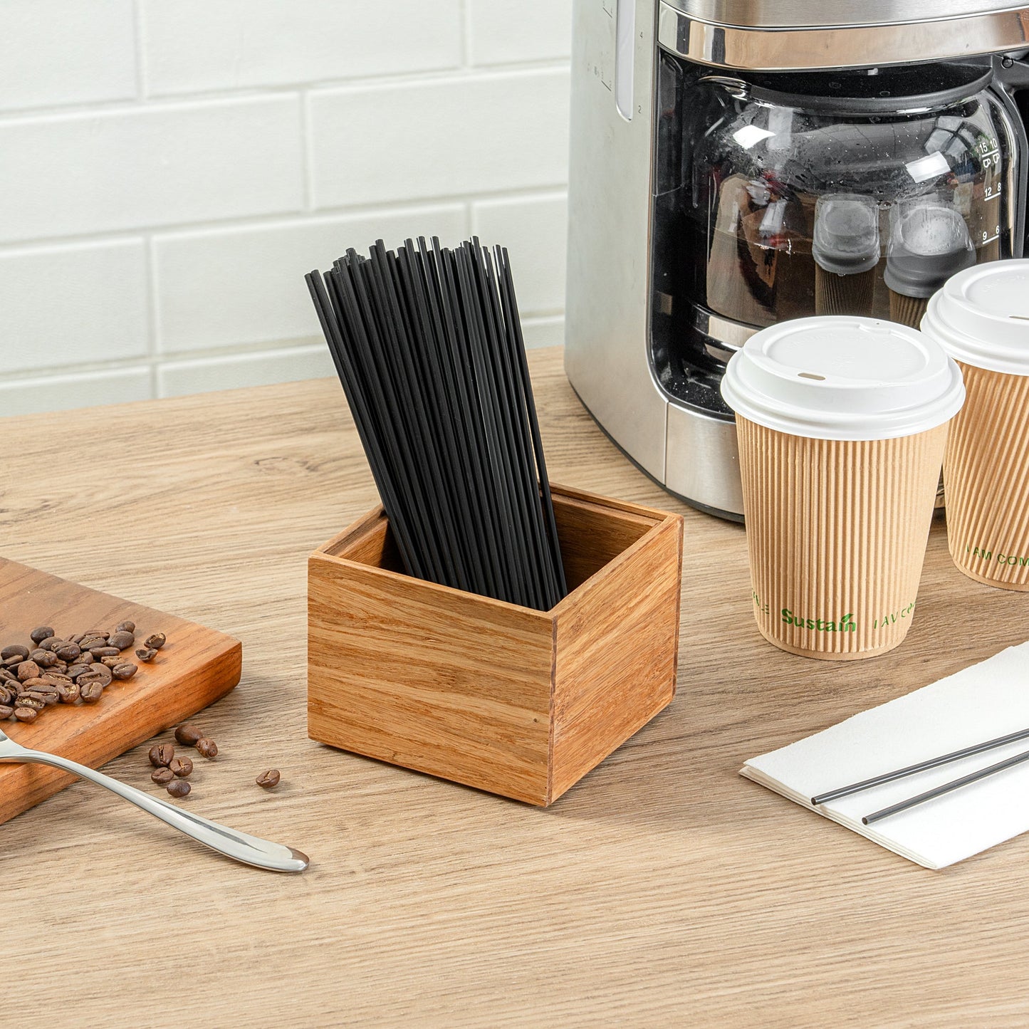 Eco Display Natural Bamboo Condiment Rack Box - 4" x 4" x 3 1/4" - 1 count box