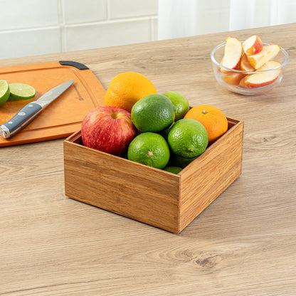 Eco Display Natural Bamboo Condiment Rack Deep Box - 6 1/2" x 6 1/2" x 3 1/4" - 1 count box