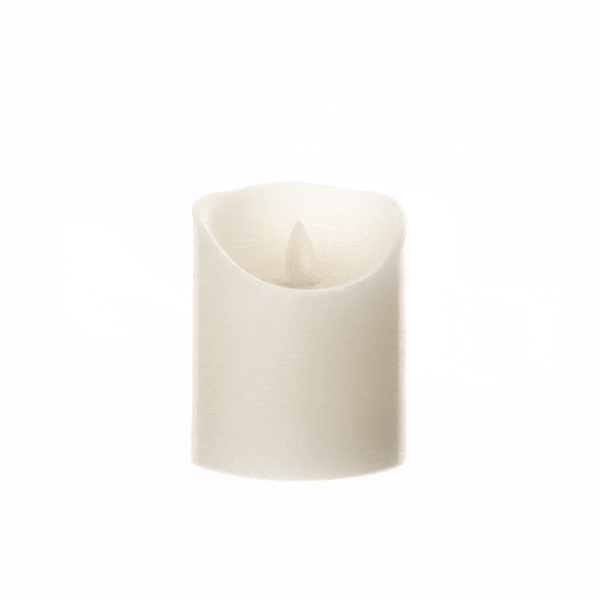Fire Tek White Plastic Flameless Pillar Candle - Real Wax, Programmable - 3 1/4" x 3 1/4" x 4" - 1 count box