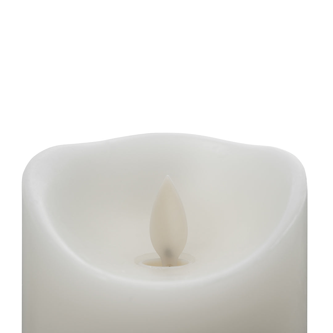 Fire Tek White Plastic Flameless Pillar Candle - Real Wax, Programmable - 3 1/4" x 3 1/4" x 4" - 1 count box