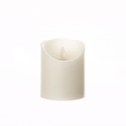 Fire Tek White Plastic Flameless Pillar Candle - Real Wax, Programmable - 3 1/4" x 3 1/4" x 4" - 10 count box
