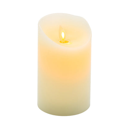 Fire Tek Ivory Plastic Flameless Pillar Candle - Real Wax, Programmable - 3" x 3" x 5" - 10 count box
