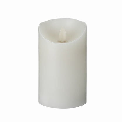 Fire Tek White Plastic Flameless Pillar Candle - Real Wax, Programmable - 3" x 3" x 5" - 1 count box