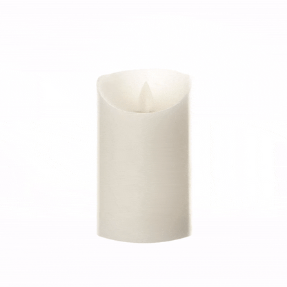 Fire Tek White Plastic Flameless Pillar Candle - Real Wax, Programmable - 3" x 3" x 5" - 1 count box