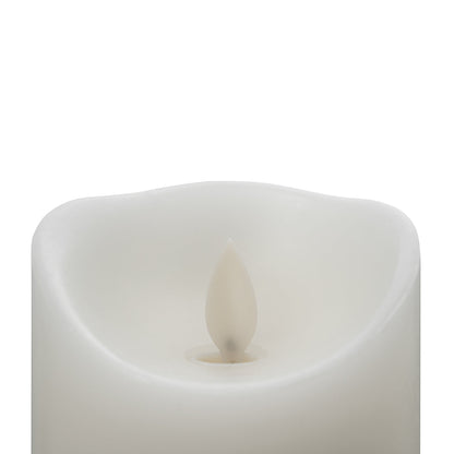 Fire Tek White Plastic Flameless Pillar Candle - Real Wax, Programmable - 3" x 3" x 5" - 10 count box