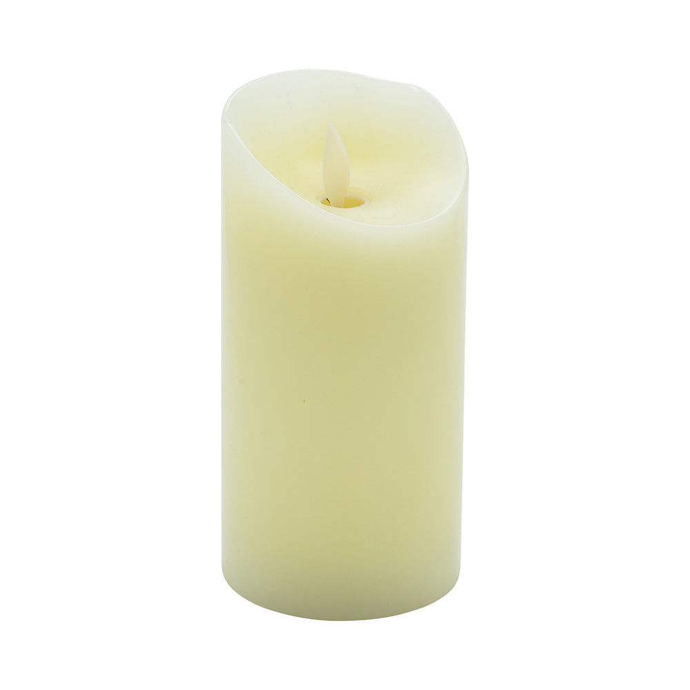 Fire Tek Ivory Plastic Flameless Pillar Candle - Real Wax, Programmable - 3" x 3" x 6" - 1 count box