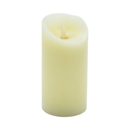 Fire Tek Ivory Plastic Flameless Pillar Candle - Real Wax, Programmable - 3" x 3" x 6" - 1 count box