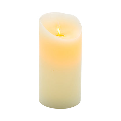 Fire Tek Ivory Plastic Flameless Pillar Candle - Real Wax, Programmable - 3" x 3" x 6" - 1 count box