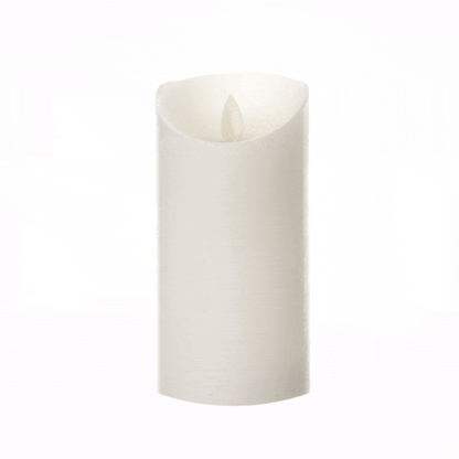 Fire Tek White Plastic Flameless Pillar Candle - Real Wax, Programmable - 3" x 3" x 6" - 1 count box