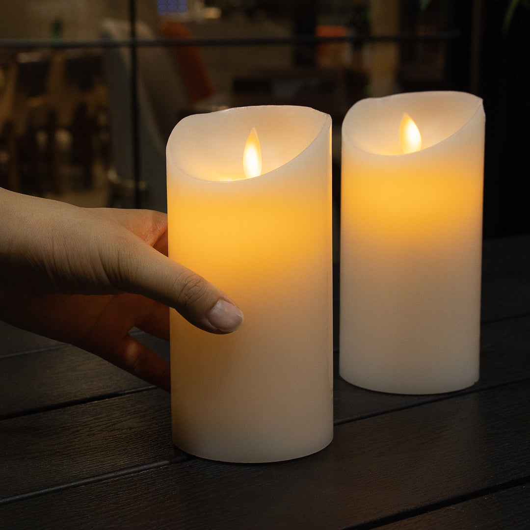 Fire Tek White Plastic Flameless Pillar Candle - Real Wax, Programmable - 3" x 3" x 6" - 1 count box