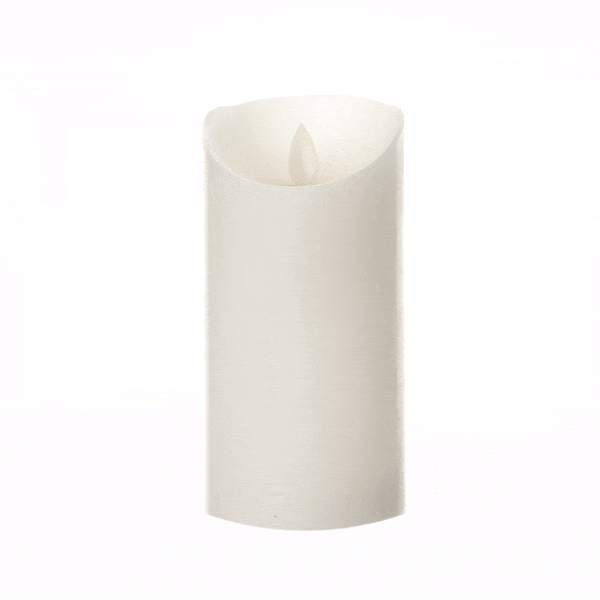 Fire Tek White Plastic Flameless Pillar Candle - Real Wax, Programmable - 3" x 3" x 6" - 10 count box