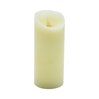 Fire Tek Ivory Plastic Flameless Pillar Candle - Real Wax, Programmable - 3" x 3" x 7" - 1 count box