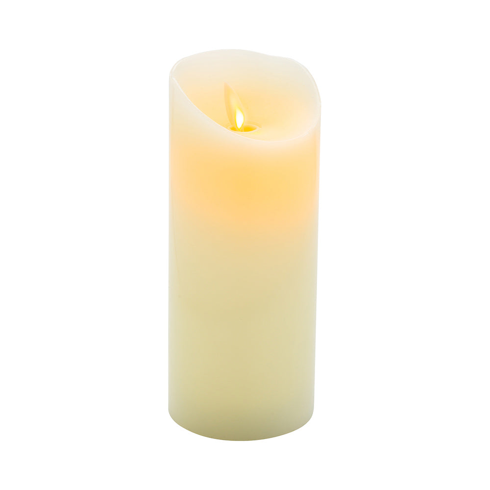 Fire Tek Ivory Plastic Flameless Pillar Candle - Real Wax, Programmable - 3" x 3" x 7" - 1 count box
