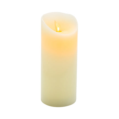 Fire Tek Ivory Plastic Flameless Pillar Candle - Real Wax, Programmable - 3" x 3" x 7" - 1 count box