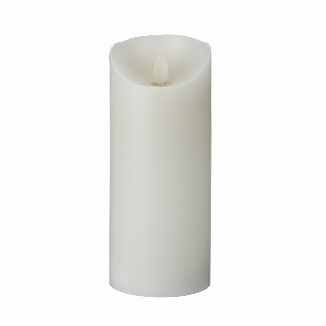 Fire Tek White Plastic Flameless Pillar Candle - Real Wax, Programmable - 3" x 3" x 7" - 1 count box