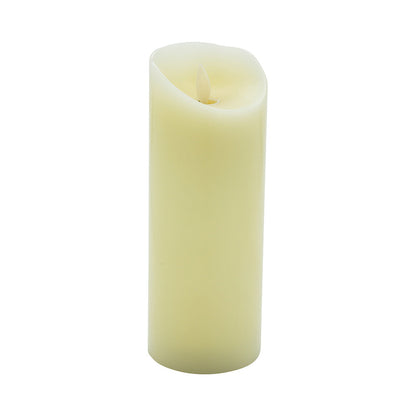 Fire Tek Ivory Plastic Flameless Pillar Candle - Real Wax, Programmable - 3" x 3" x 8" - 1 count box