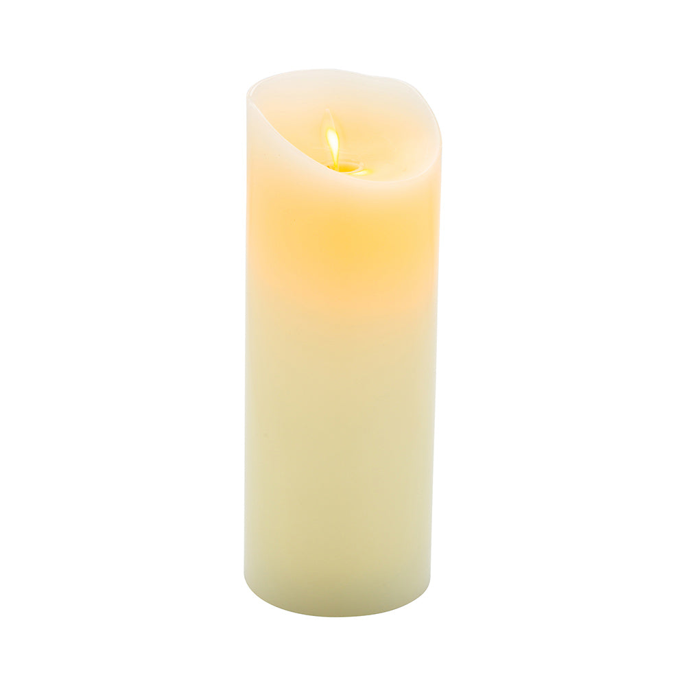 Fire Tek Ivory Plastic Flameless Pillar Candle - Real Wax, Programmable - 3" x 3" x 8" - 1 count box