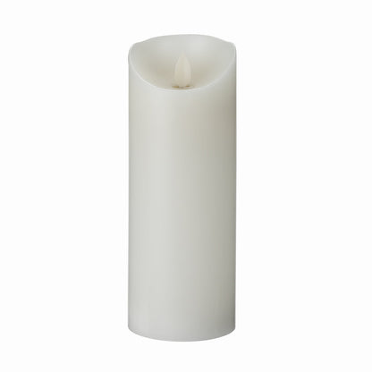 Fire Tek White Plastic Flameless Pillar Candle - Real Wax, Programmable - 3" x 3" x 8" - 1 count box