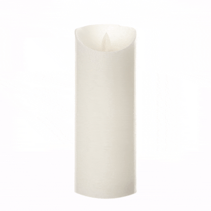 Fire Tek White Plastic Flameless Pillar Candle - Real Wax, Programmable - 3" x 3" x 8" - 10 count box