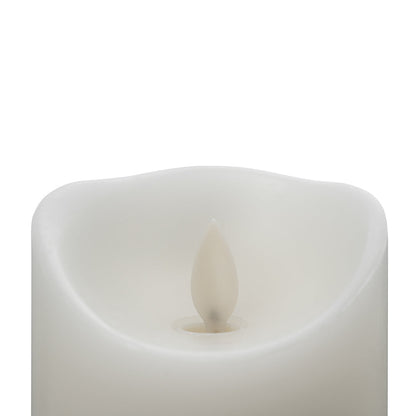 Fire Tek White Plastic Flameless Pillar Candle - Real Wax, Programmable - 3" x 3" x 8" - 10 count box