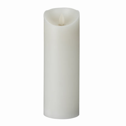 Fire Tek White Plastic Flameless Pillar Candle - Real Wax, Programmable - 3" x 3" x 8 3/4" - 1 count box