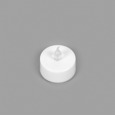 Fire Tek White Plastic Flameless Tea Candle - 1 1/2" x 1 1/2" x 1 1/4" - 10 count box