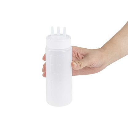 Sauce Tek 12 oz Clear Plastic All-Purpose Squeeze Bottle - with Triple Dispersion Tip - 6 count box