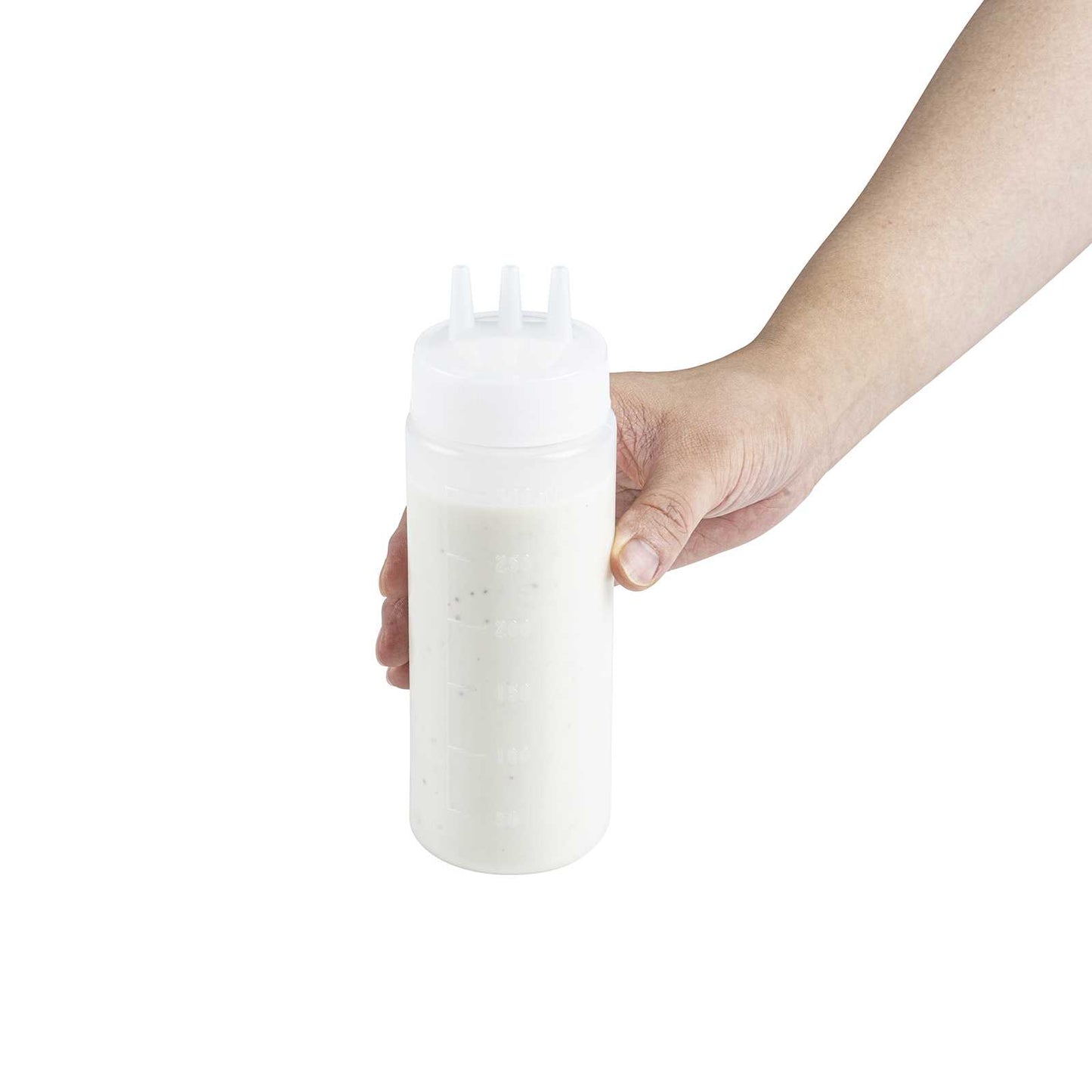 Sauce Tek 12 oz Clear Plastic All-Purpose Squeeze Bottle - with Triple Dispersion Tip - 6 count box