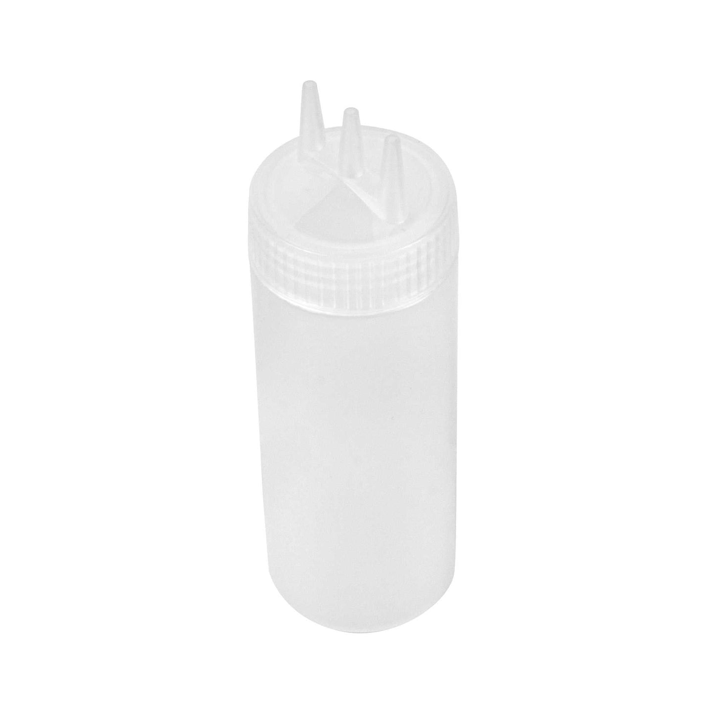 Sauce Tek 12 oz Clear Plastic All-Purpose Squeeze Bottle - with Triple Dispersion Tip - 6 count box