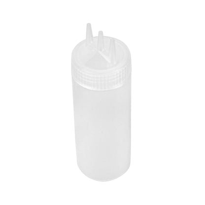 Sauce Tek 12 oz Clear Plastic All-Purpose Squeeze Bottle - with Triple Dispersion Tip - 6 count box