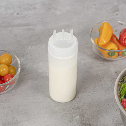 Sauce Tek 12 oz Clear Plastic All-Purpose Squeeze Bottle - with Triple Dispersion Tip - 6 count box