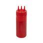 Sauce Tek 12 oz Red Plastic Ketchup Squeeze Bottle - with Triple Dispersion Tip - 6 count box