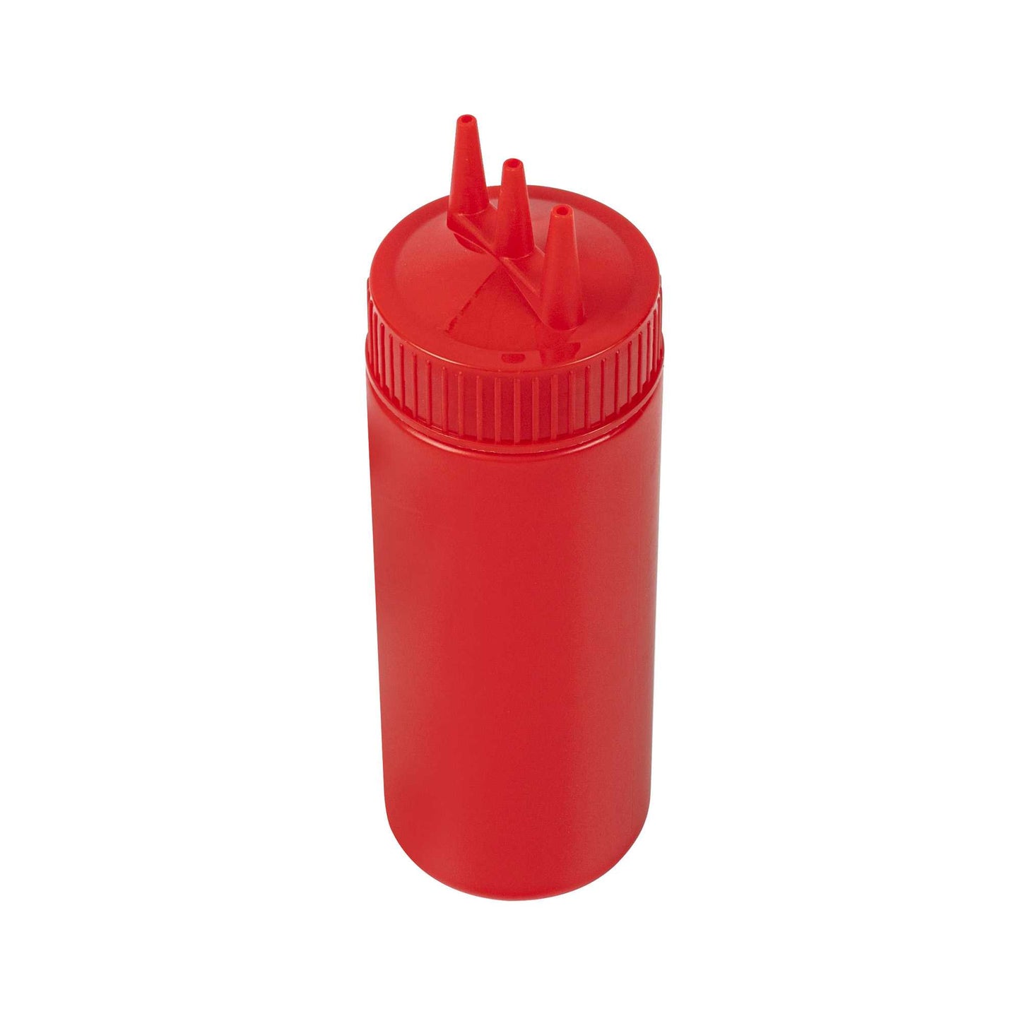 Sauce Tek 12 oz Red Plastic Ketchup Squeeze Bottle - with Triple Dispersion Tip - 6 count box
