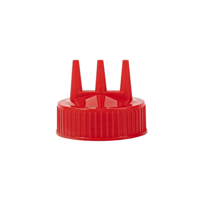 Sauce Tek 12 oz Red Plastic Ketchup Squeeze Bottle - with Triple Dispersion Tip - 6 count box