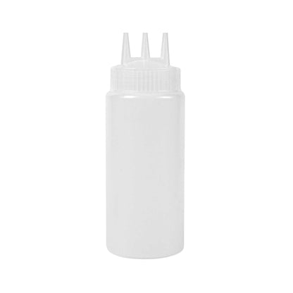 Sauce Tek 16 oz Clear Plastic All-Purpose Squeeze Bottle - with Triple Dispersion Tip - 6 count box
