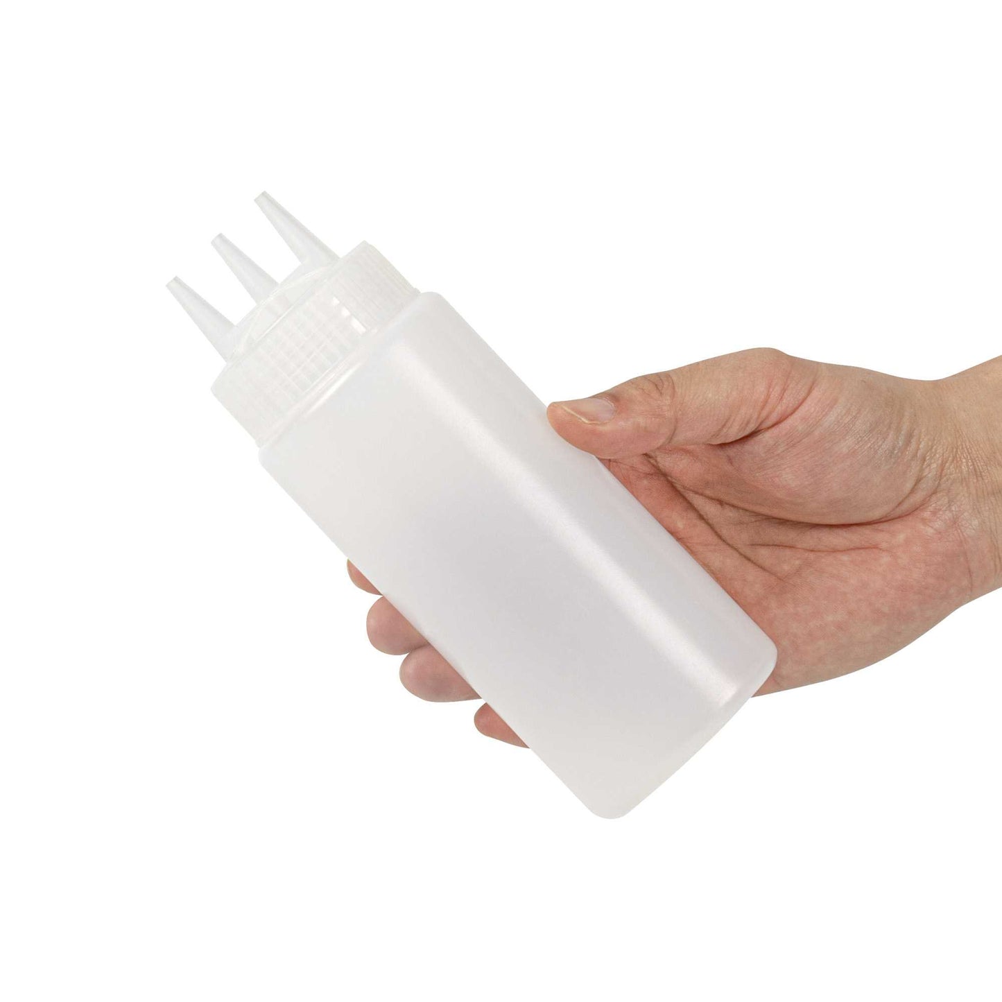 Sauce Tek 16 oz Clear Plastic All-Purpose Squeeze Bottle - with Triple Dispersion Tip - 6 count box