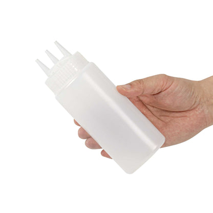 Sauce Tek 16 oz Clear Plastic All-Purpose Squeeze Bottle - with Triple Dispersion Tip - 6 count box