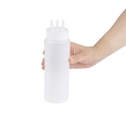 Sauce Tek 16 oz Clear Plastic All-Purpose Squeeze Bottle - with Triple Dispersion Tip - 6 count box