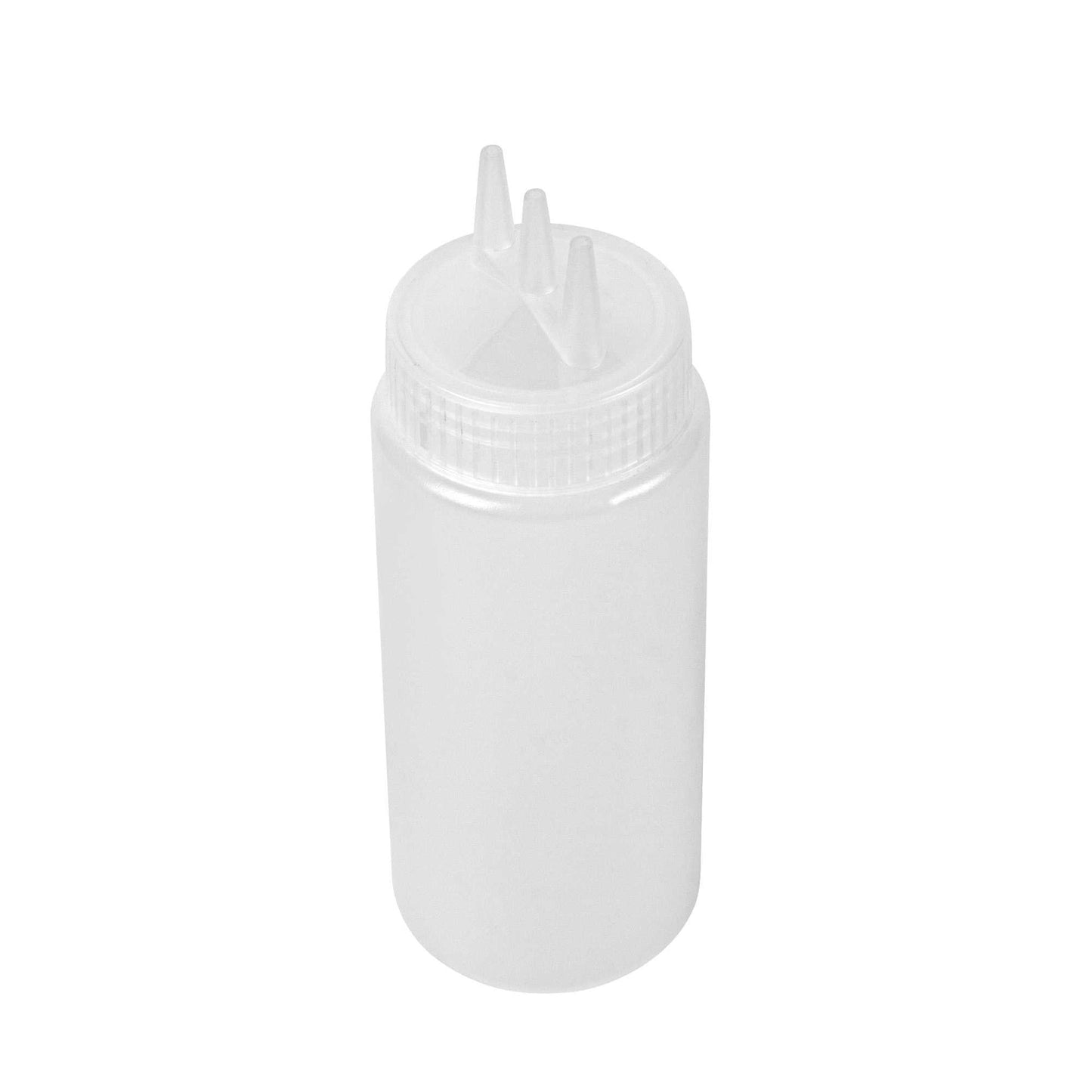 Sauce Tek 16 oz Clear Plastic All-Purpose Squeeze Bottle - with Triple Dispersion Tip - 6 count box