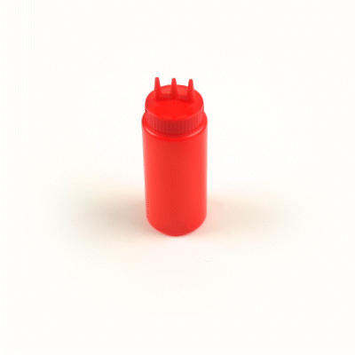 Sauce Tek 16 oz Red Plastic Ketchup Squeeze Bottle - with Triple Dispersion Tip - 6 count box