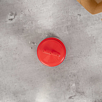 Sauce Tek 16 oz Red Plastic Ketchup Squeeze Bottle - with Triple Dispersion Tip - 6 count box