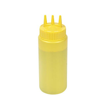 Sauce Tek 16 oz Yellow Plastic Mustard Squeeze Bottle - with Triple Dispersion Tip - 6 count box