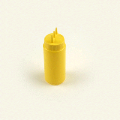 Sauce Tek 16 oz Yellow Plastic Mustard Squeeze Bottle - with Triple Dispersion Tip - 6 count box