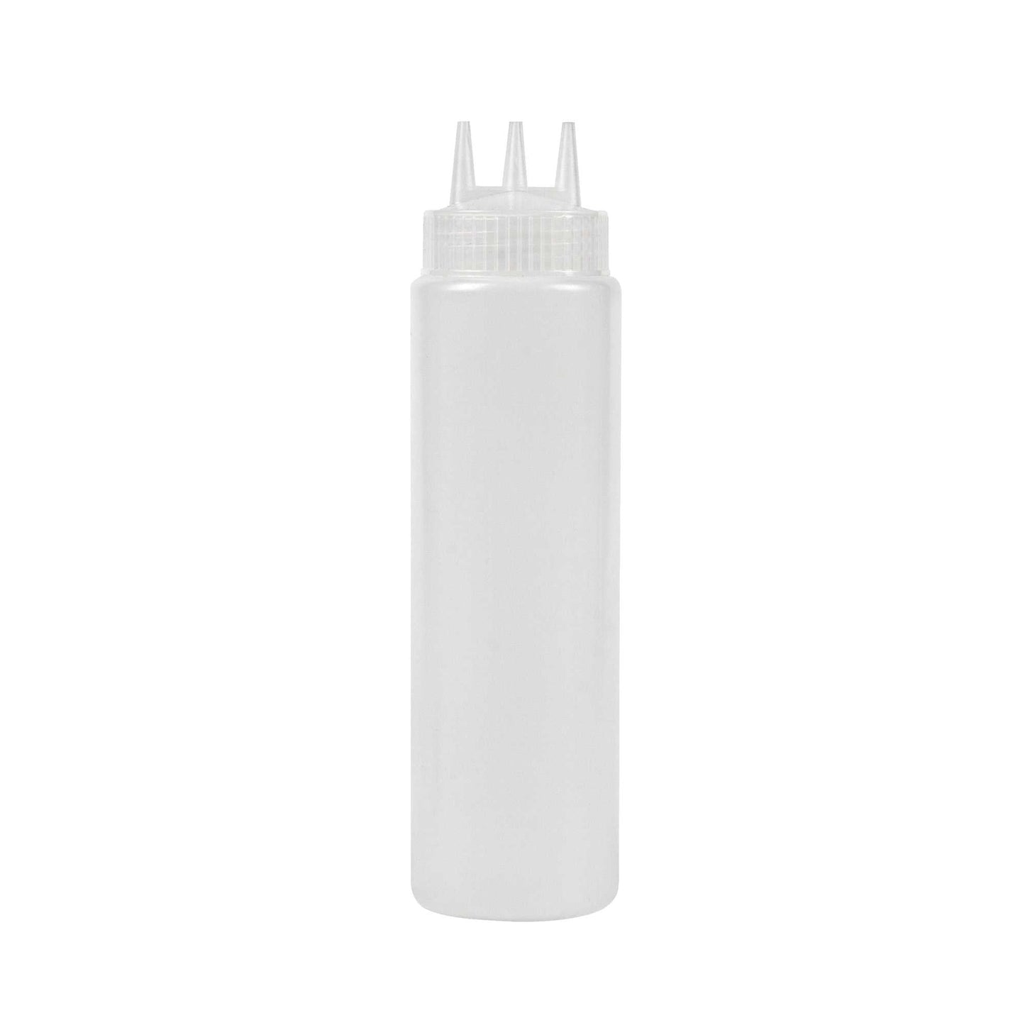 Sauce Tek 24 oz Clear Plastic All-Purpose Squeeze Bottle - with Triple Dispersion Tip - 6 count box