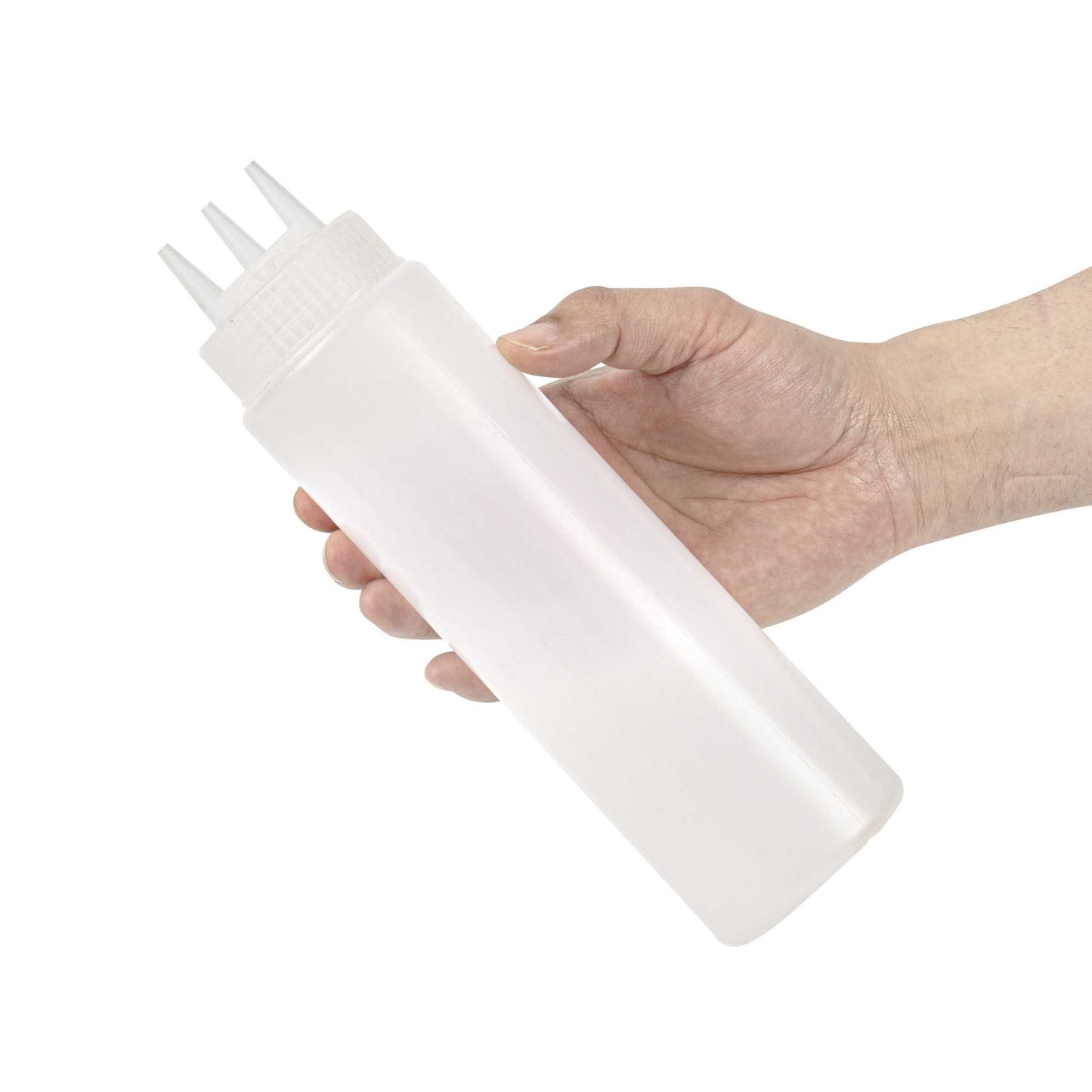 Sauce Tek 24 oz Clear Plastic All-Purpose Squeeze Bottle - with Triple Dispersion Tip - 6 count box
