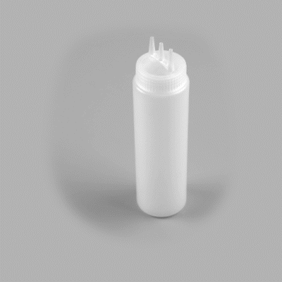 Sauce Tek 24 oz Clear Plastic All-Purpose Squeeze Bottle - with Triple Dispersion Tip - 6 count box