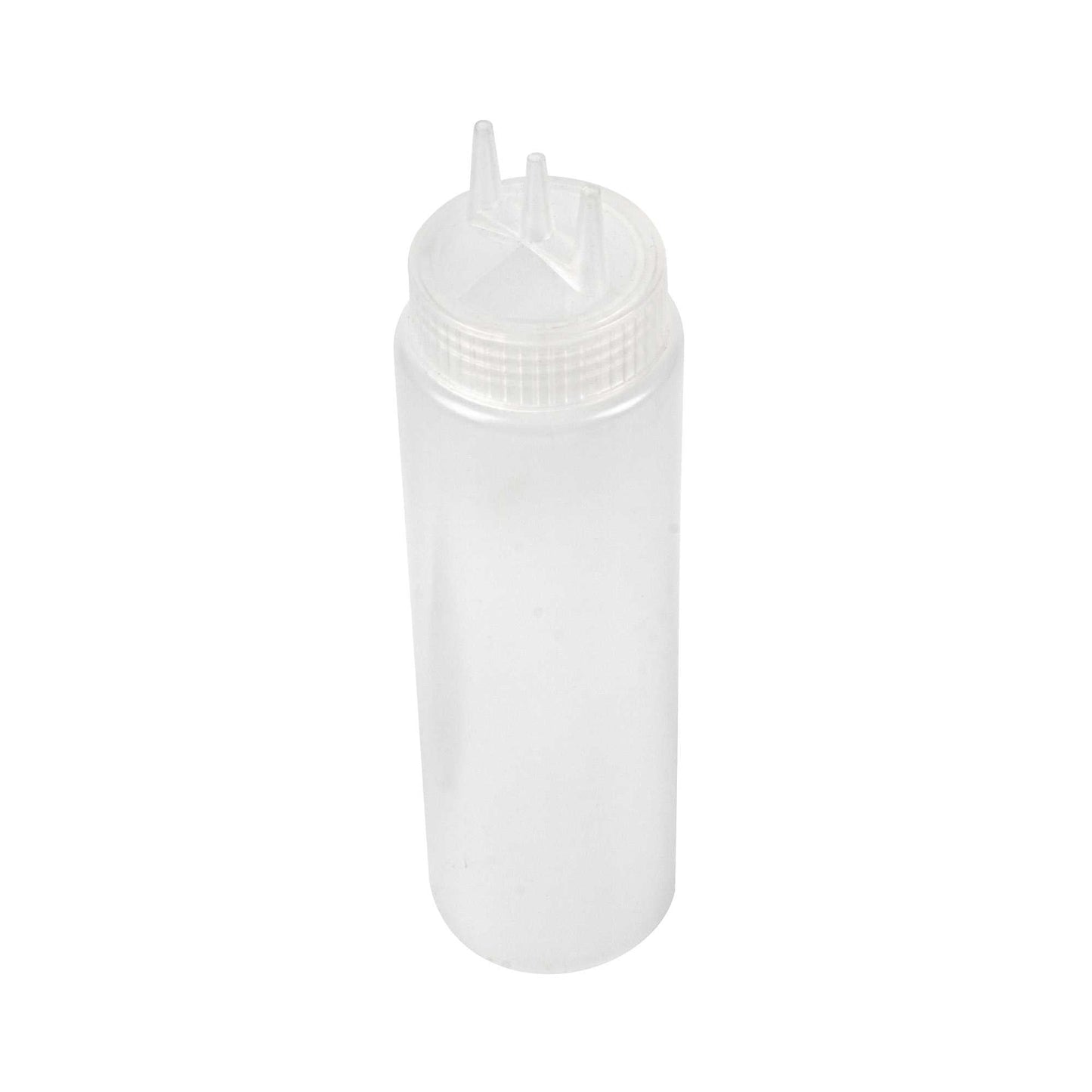 Sauce Tek 24 oz Clear Plastic All-Purpose Squeeze Bottle - with Triple Dispersion Tip - 6 count box