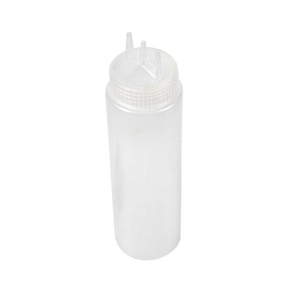 Sauce Tek 24 oz Clear Plastic All-Purpose Squeeze Bottle - with Triple Dispersion Tip - 6 count box